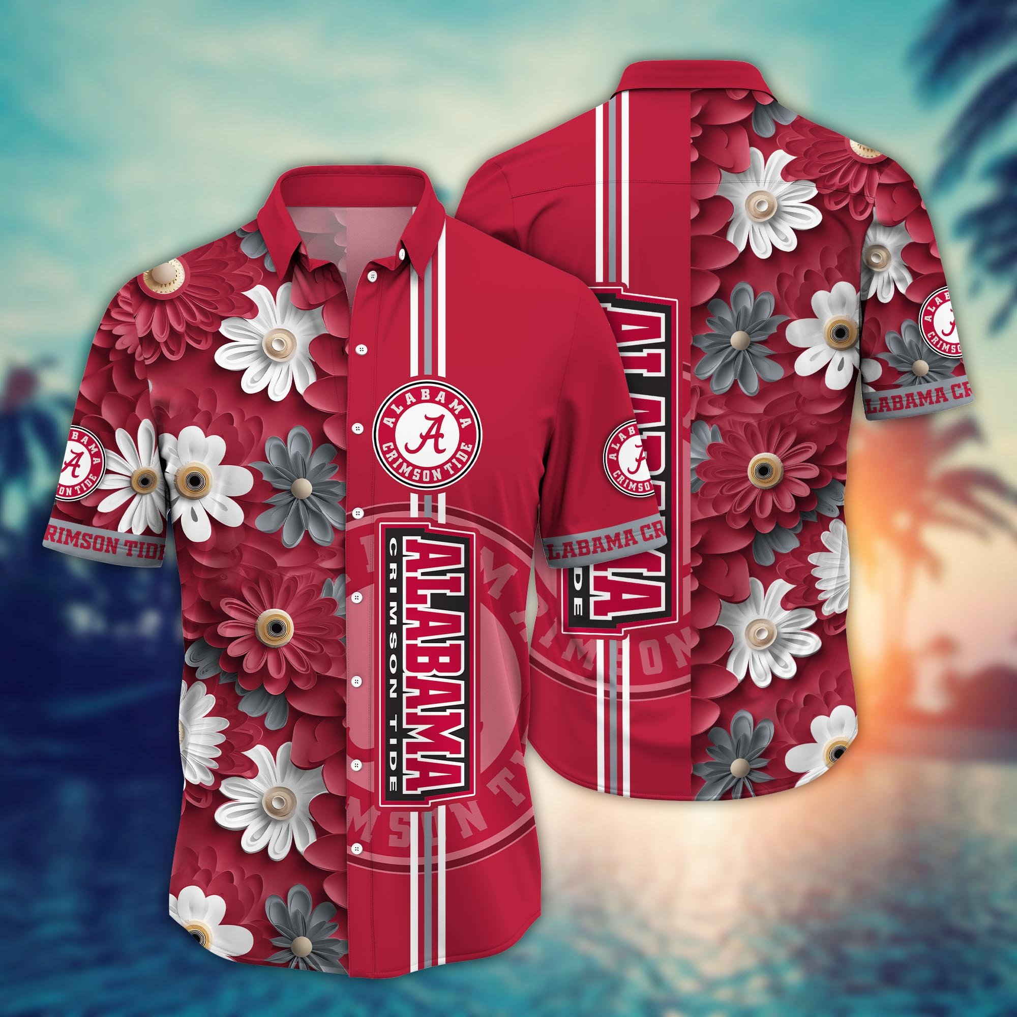 Alabama Crimson Tide Flower Hawaii Shirt And Tshirt For Fans, Summer Football Shirts NA49574